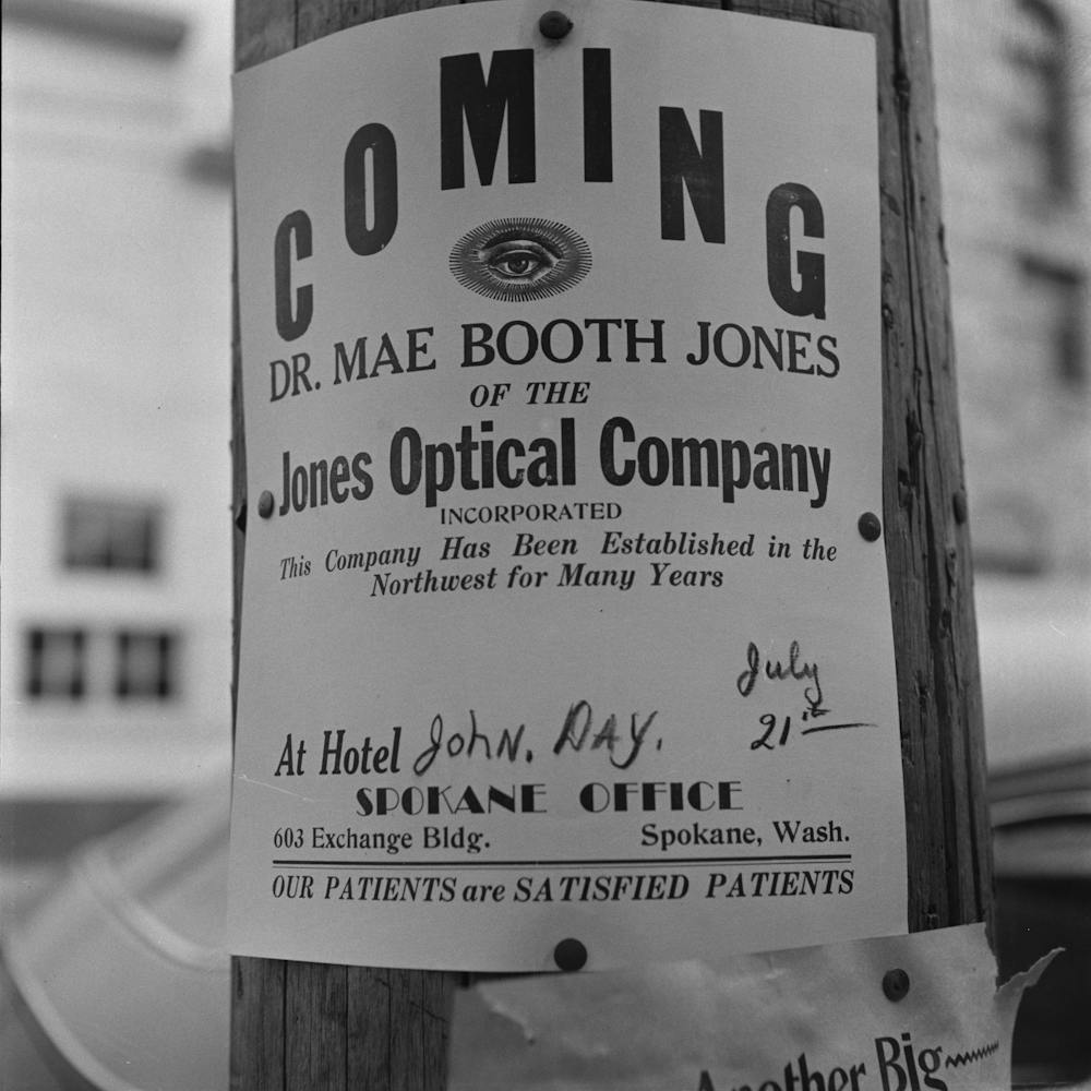 John Day, Oregon, Schild eines reisenden Optikers von Russell Lee