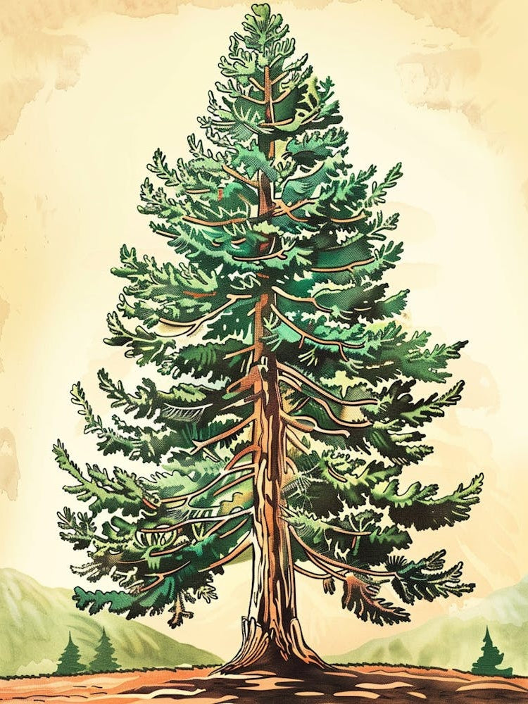 Douglas Fir Tree Storybook Illustration 2