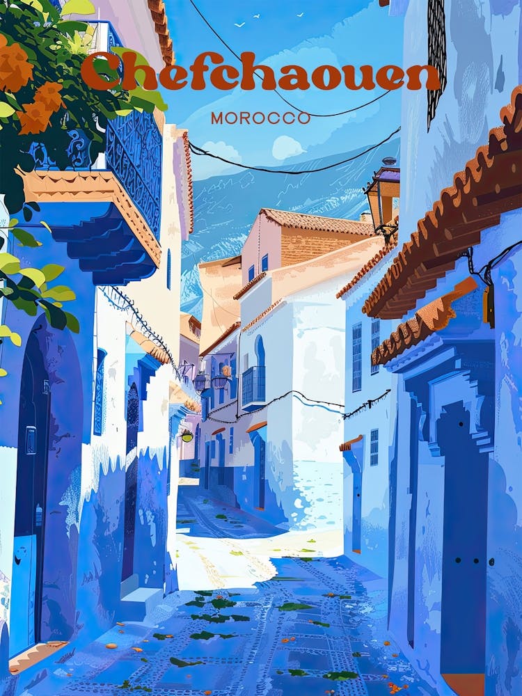 Chefchaouen Morocco Street Travel Art