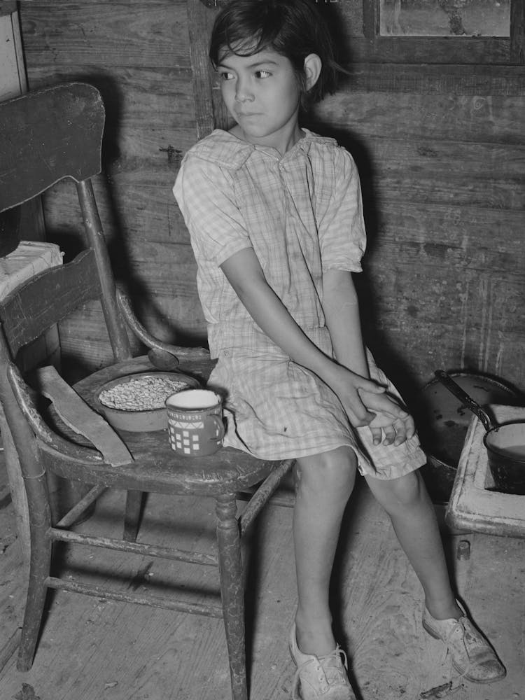 Mexican Child With Dried Beans Which Play A Large Part In The Mexican Diet, Crystal City, Texas By Russell Lee