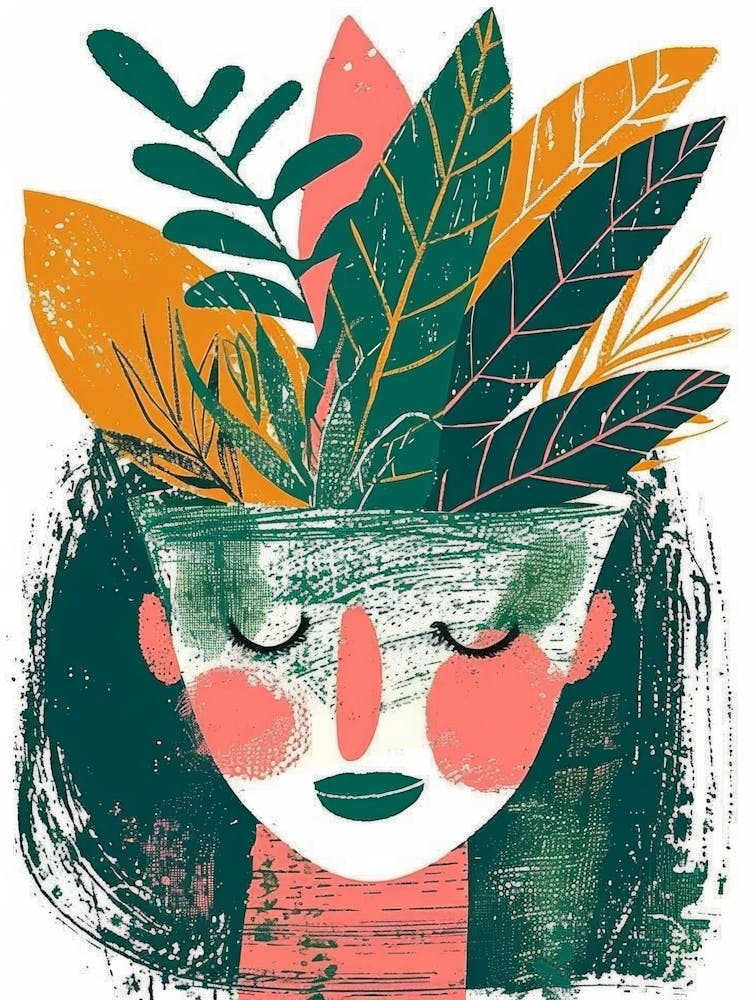 Woman With Leaves In Her Head