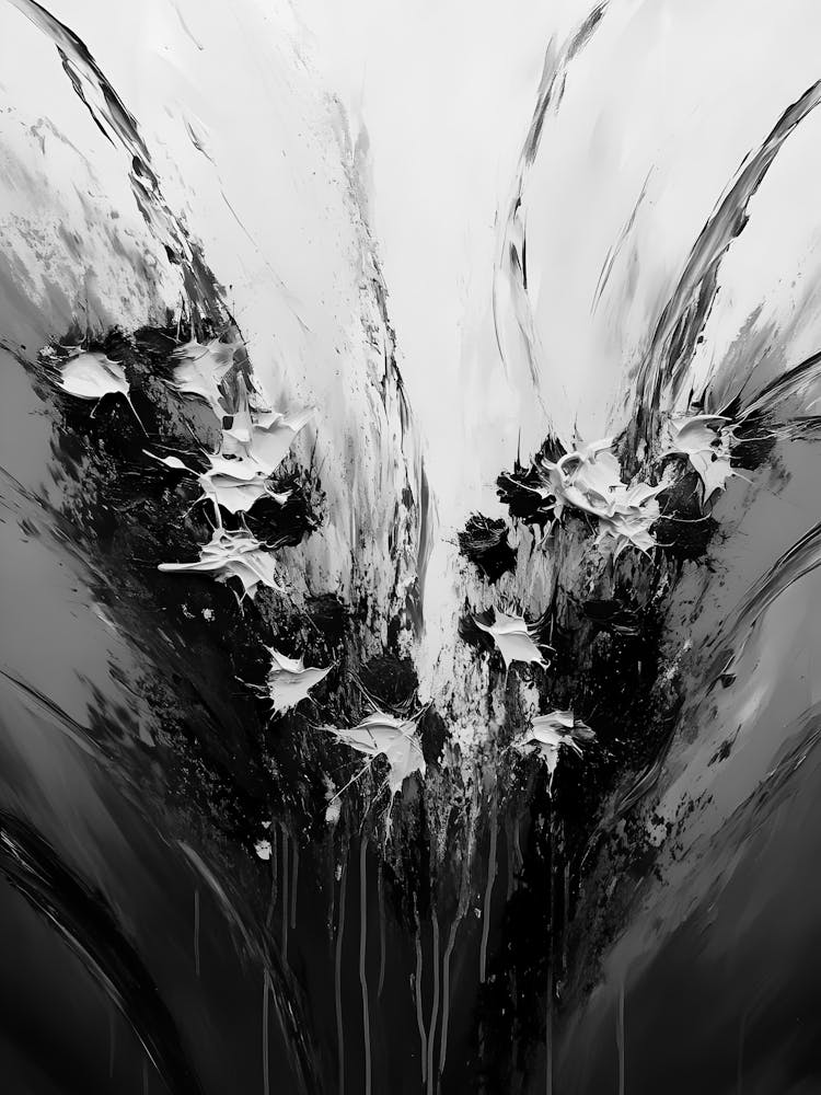Peinture Abstraite Noire et Blanche 28