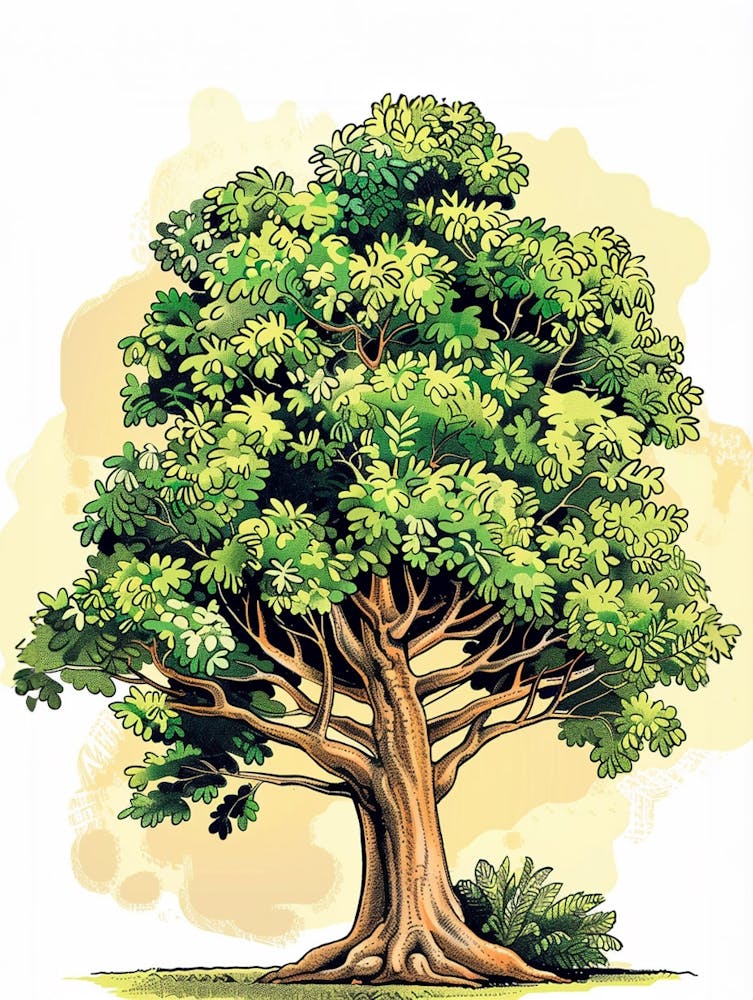 Mahogany Tree Storybook Illustration 1