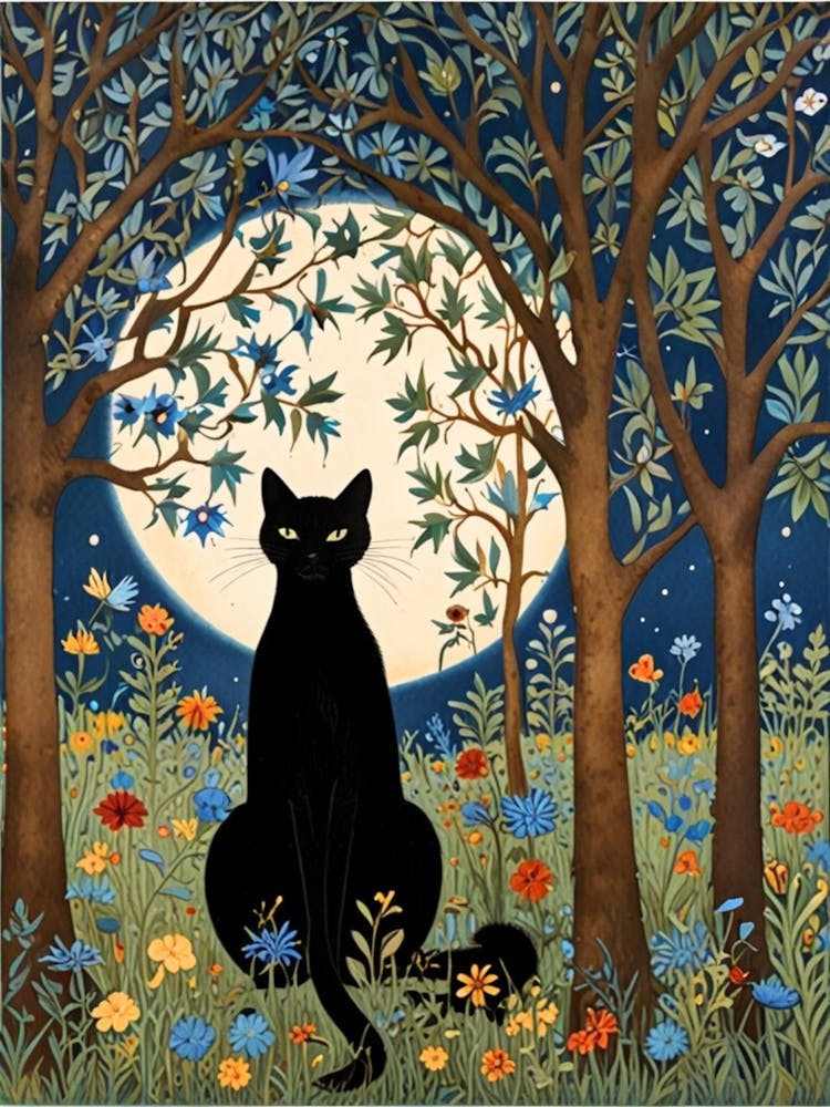 Black Cat In The Forest William Morris 1