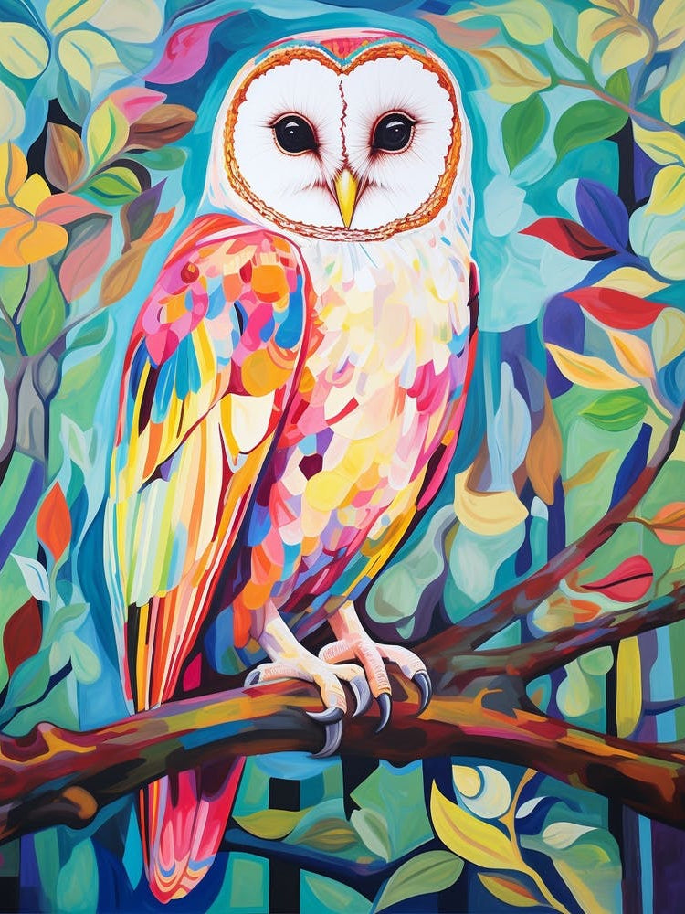Colourful Bird Painting Barn Owl 2