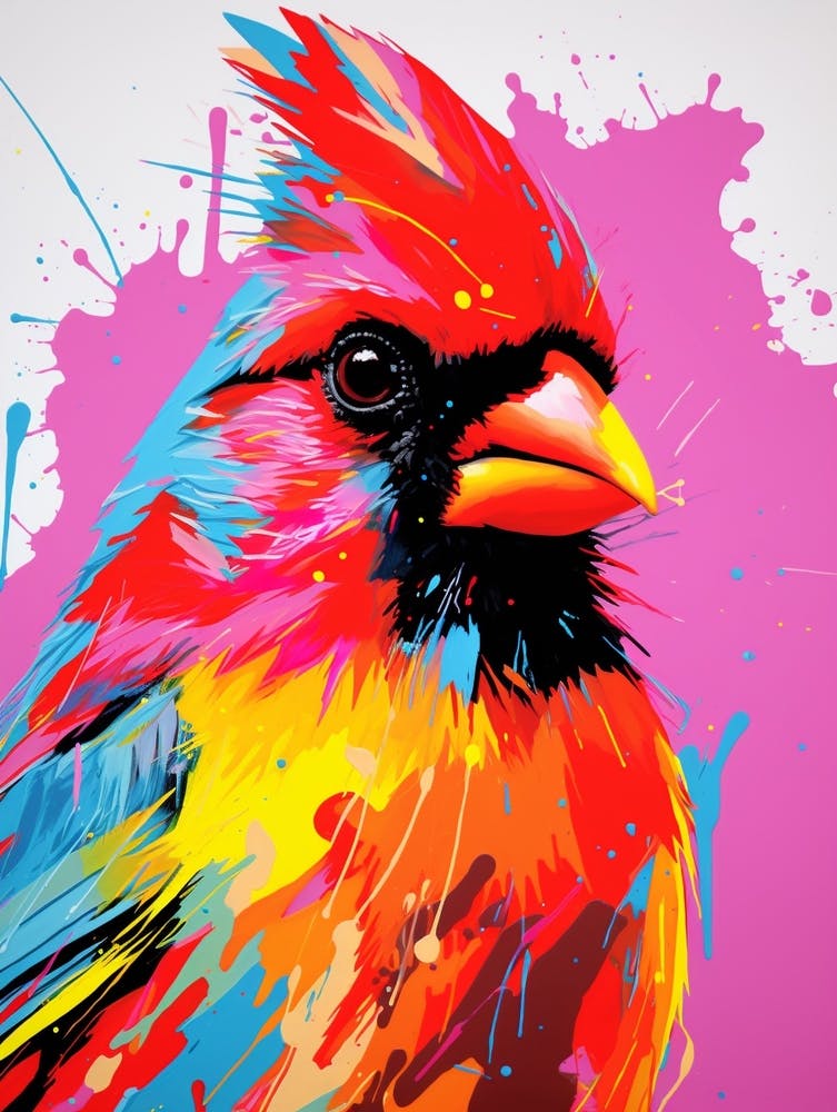 Oiseau de Style Andy Warhol - Cardinal Rouge 3