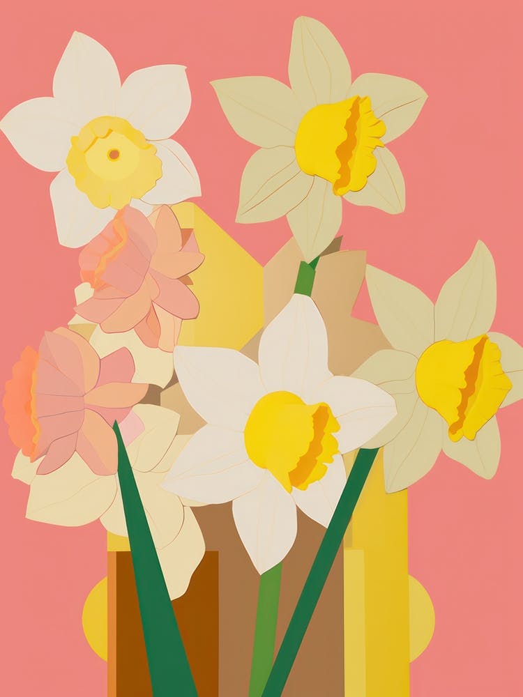 Daffodils Flower Big Bold Illustration 4