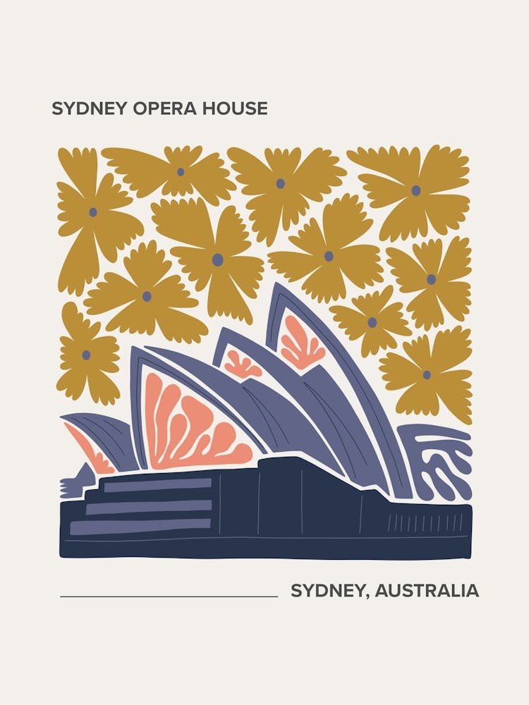 Sydney Opera   Sydney, Australia 2, Warm Colours Illustration Travel Poster 2