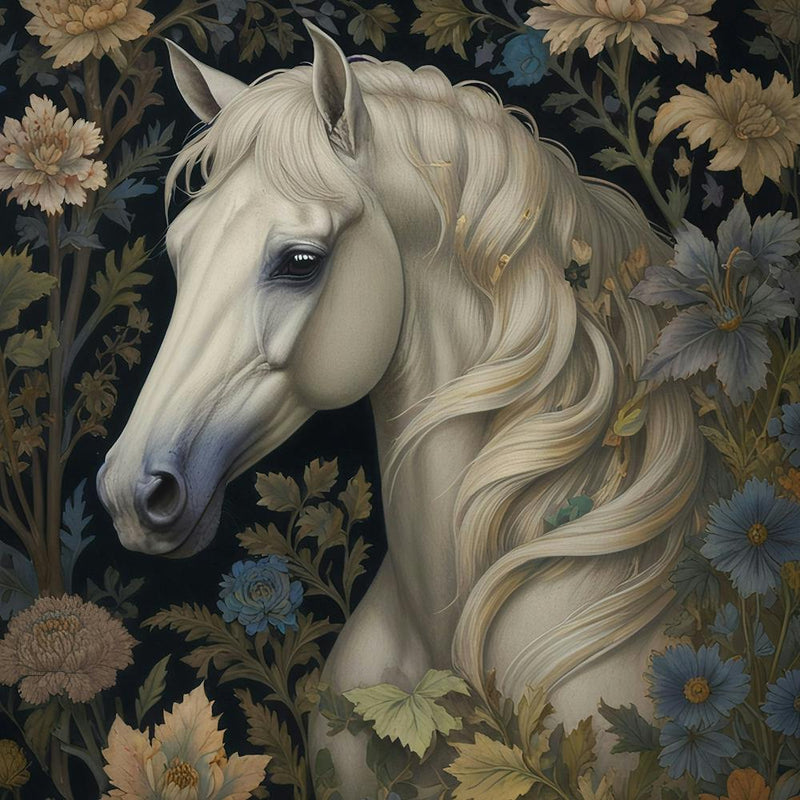 Gothic Boho Horse Art - William Morris Inspired