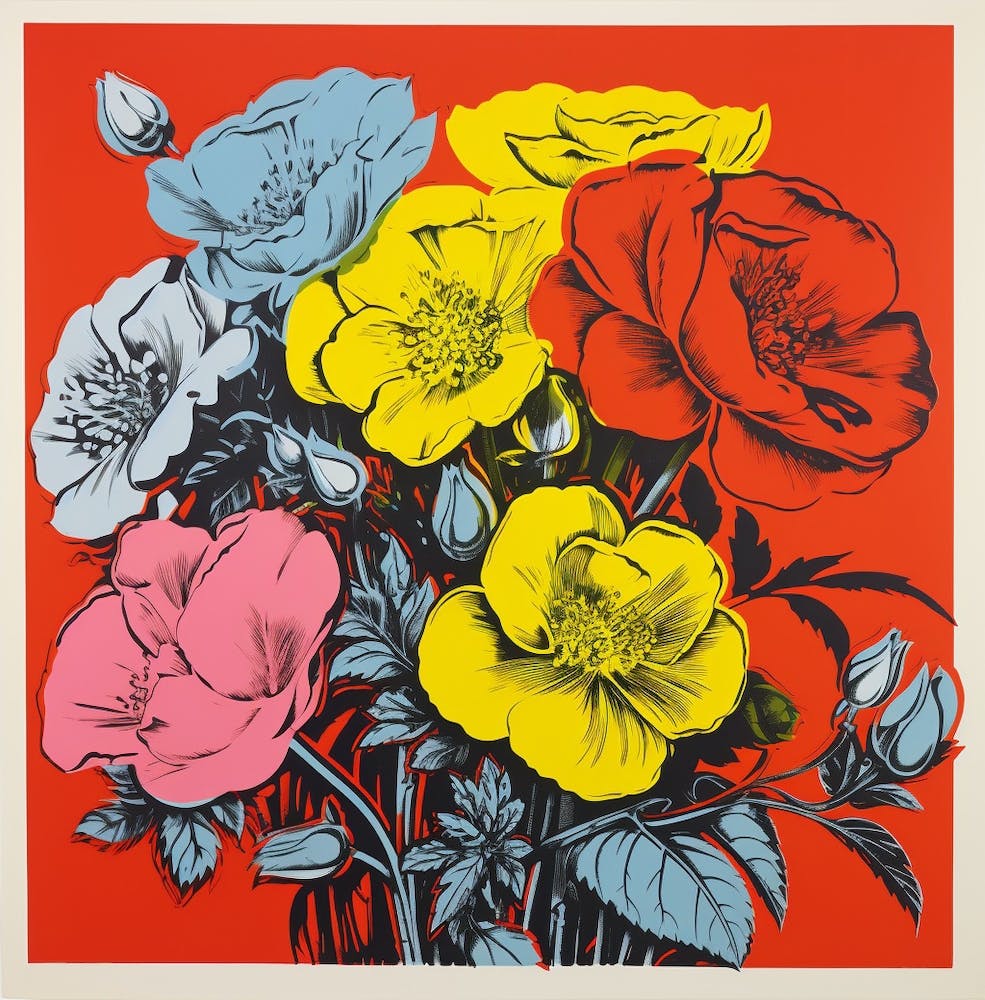 Andy Warhol Style Pop Art Florals 3