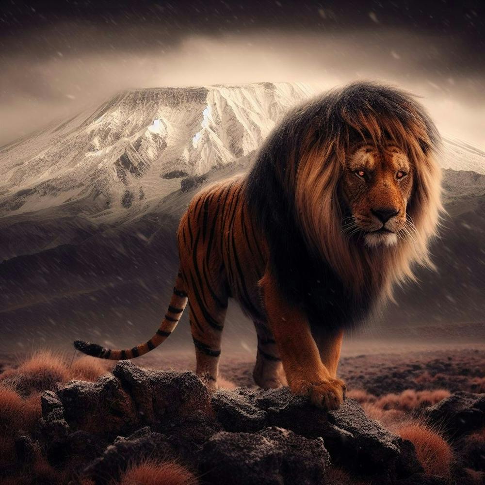 Lion In The Snow
