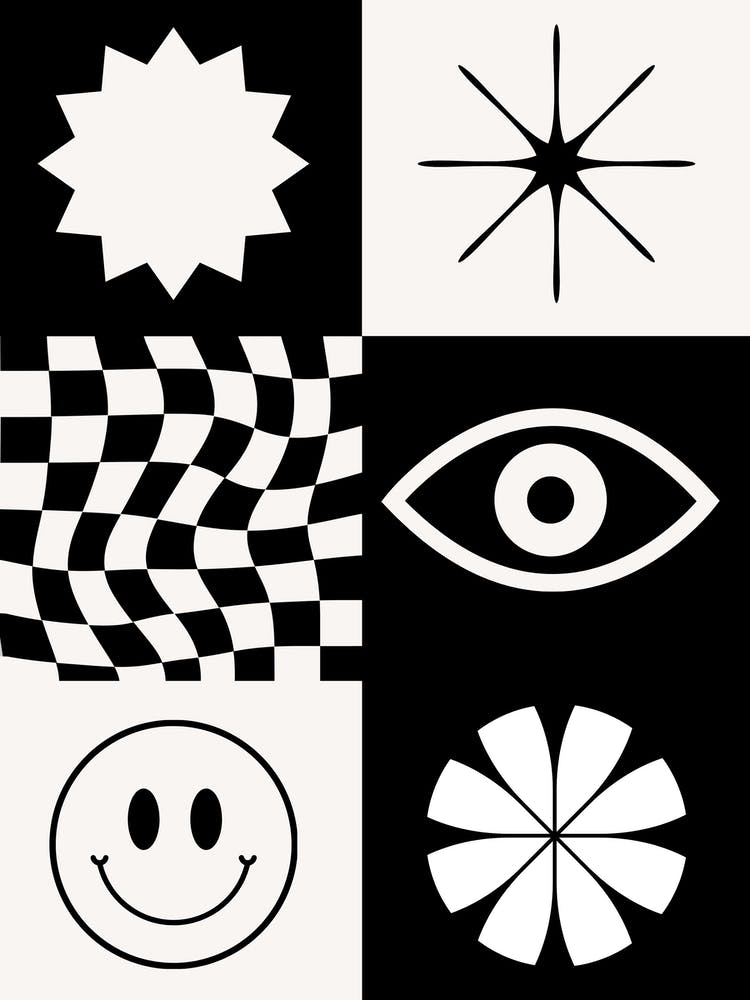 Retro Icon Poster B&W