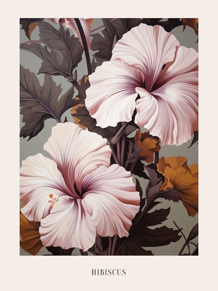 Floral Illustration Hibiscus 3 Poster