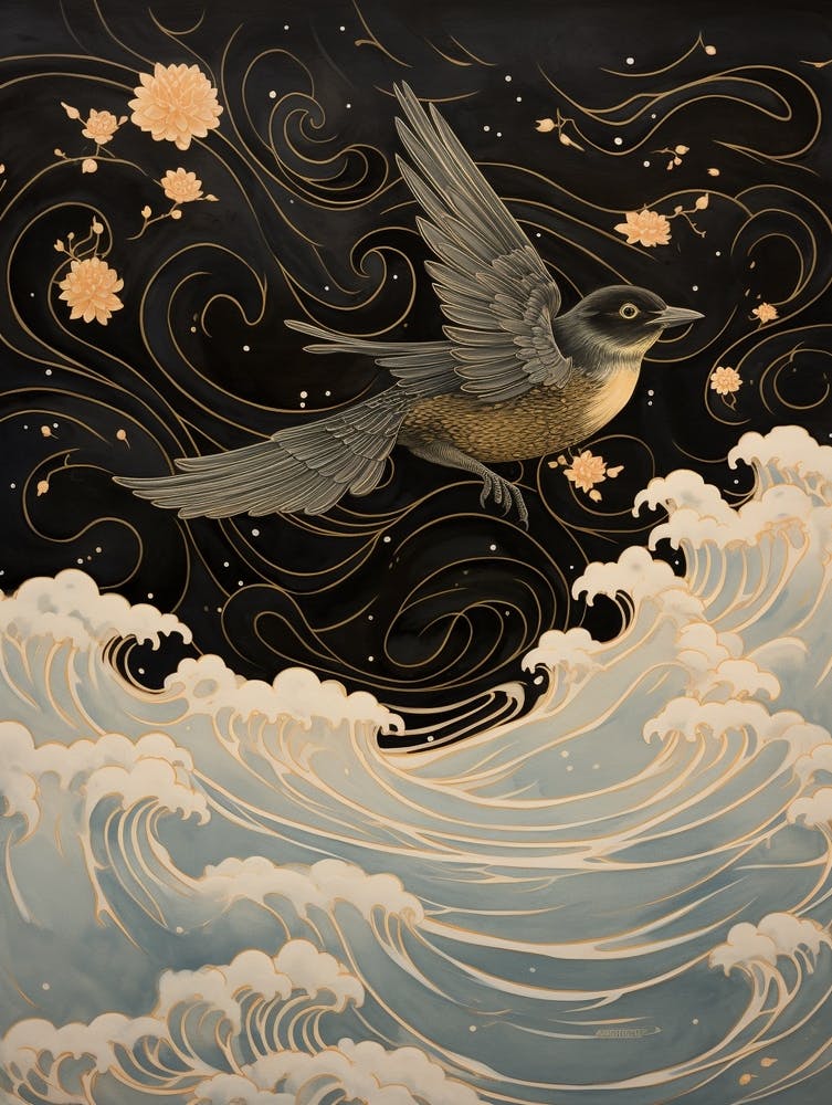 Sparrow 1 Gold Detail Painting