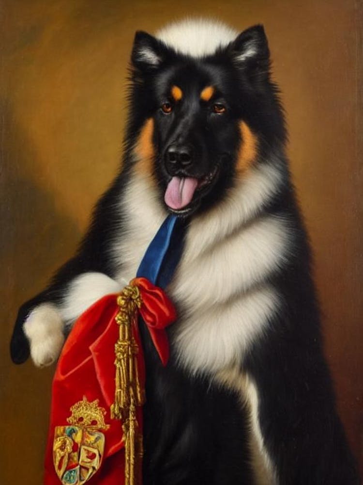 American Eskimo Dog Renaissance Portrait Oil Painting