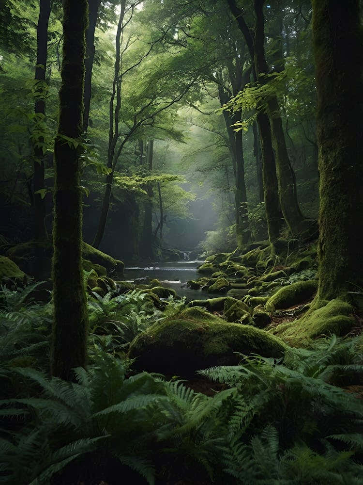 Ferns In The Forest