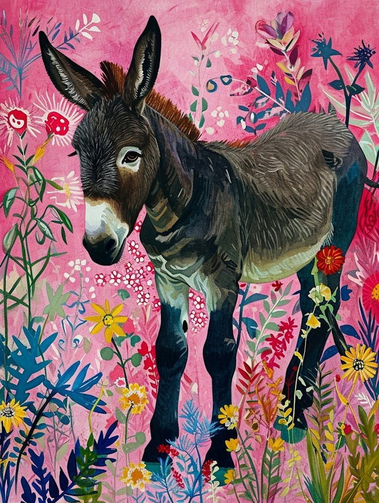 Floral Animal Painting Donkey 4