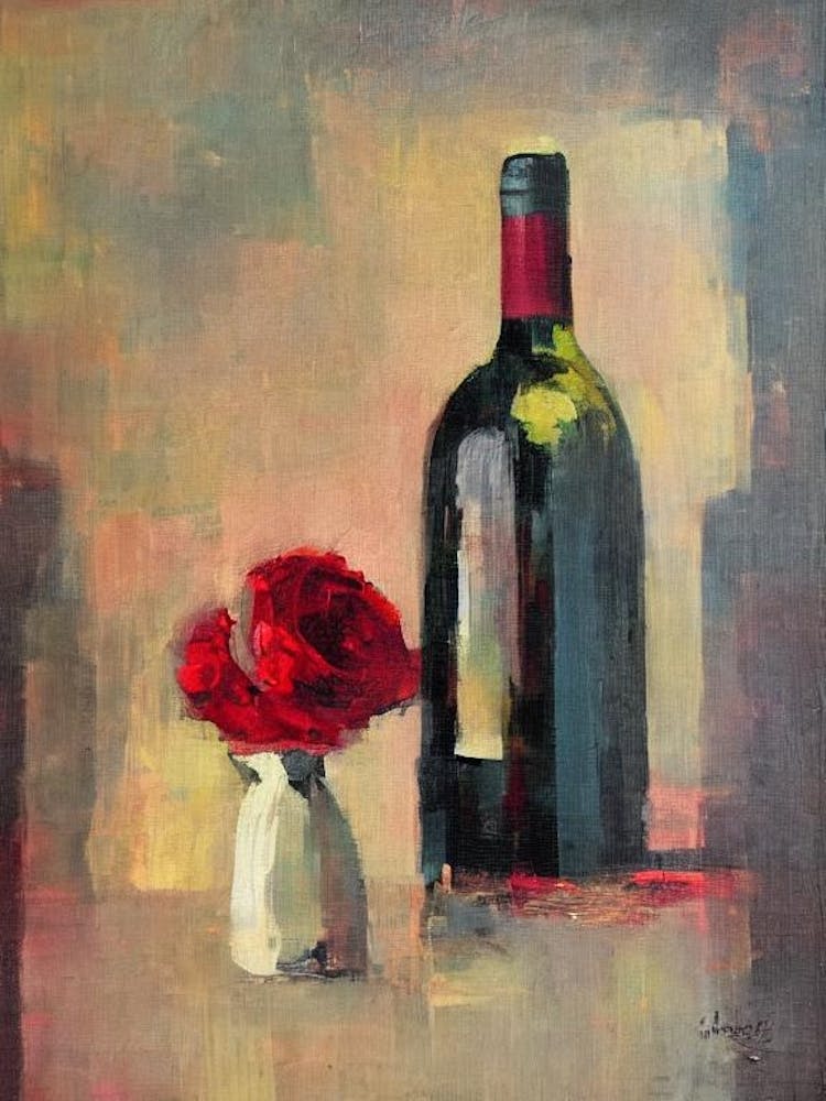 Tempranillo Rosé Oil Painting Cocktail Poster
