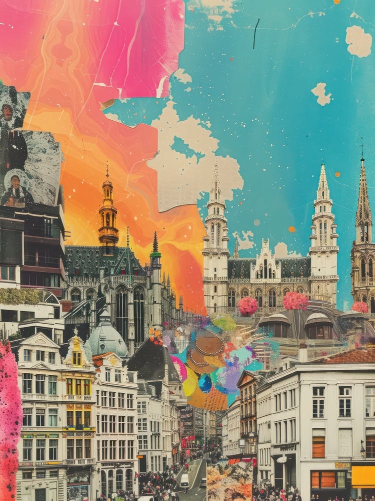 Belgien Retro Collage Stil 4