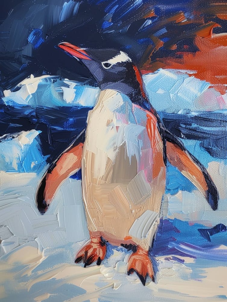 Adlie Penguin Signy Island Oil Painting 1
