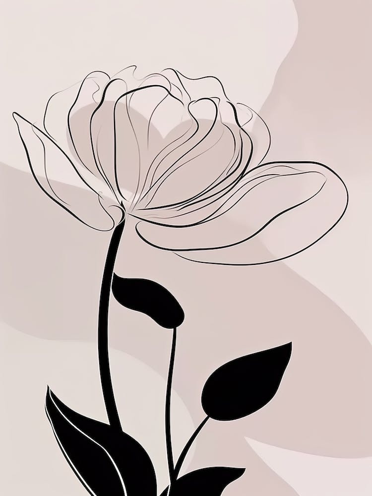 Line Art Tulips Flowers Illustration Neutral 18