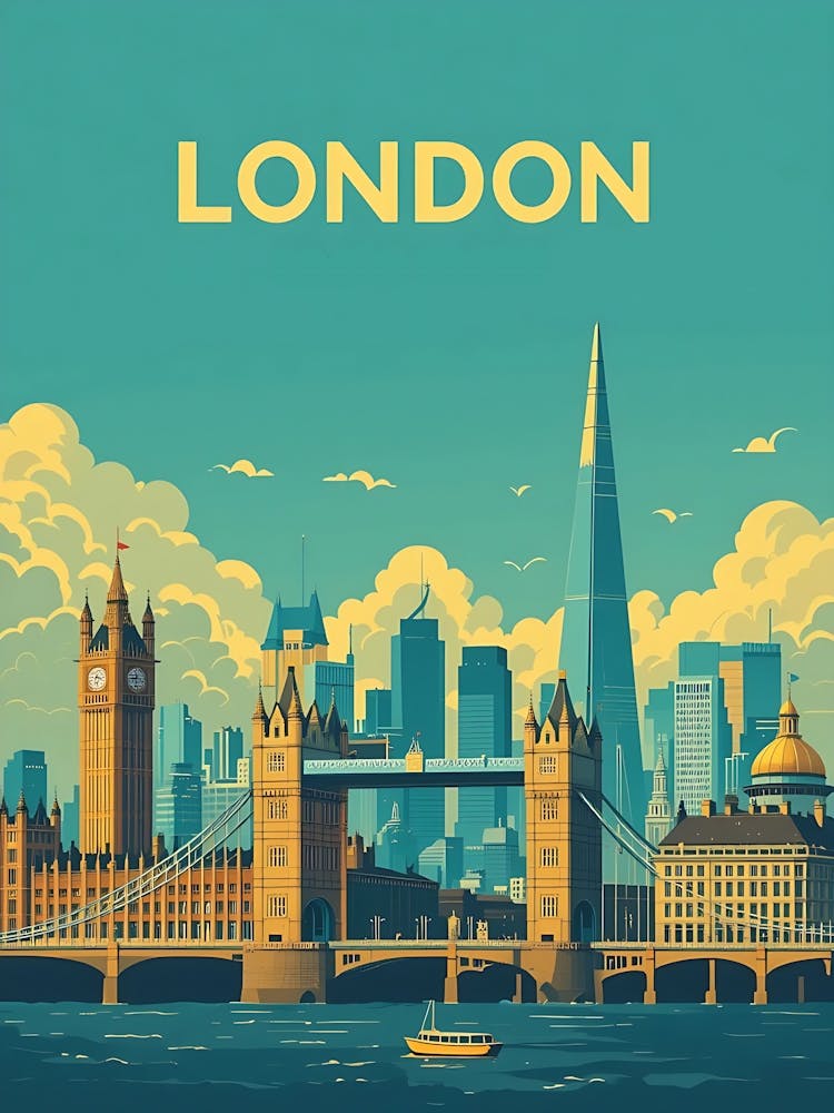 London Digital Art Vintage Travel Poster 10