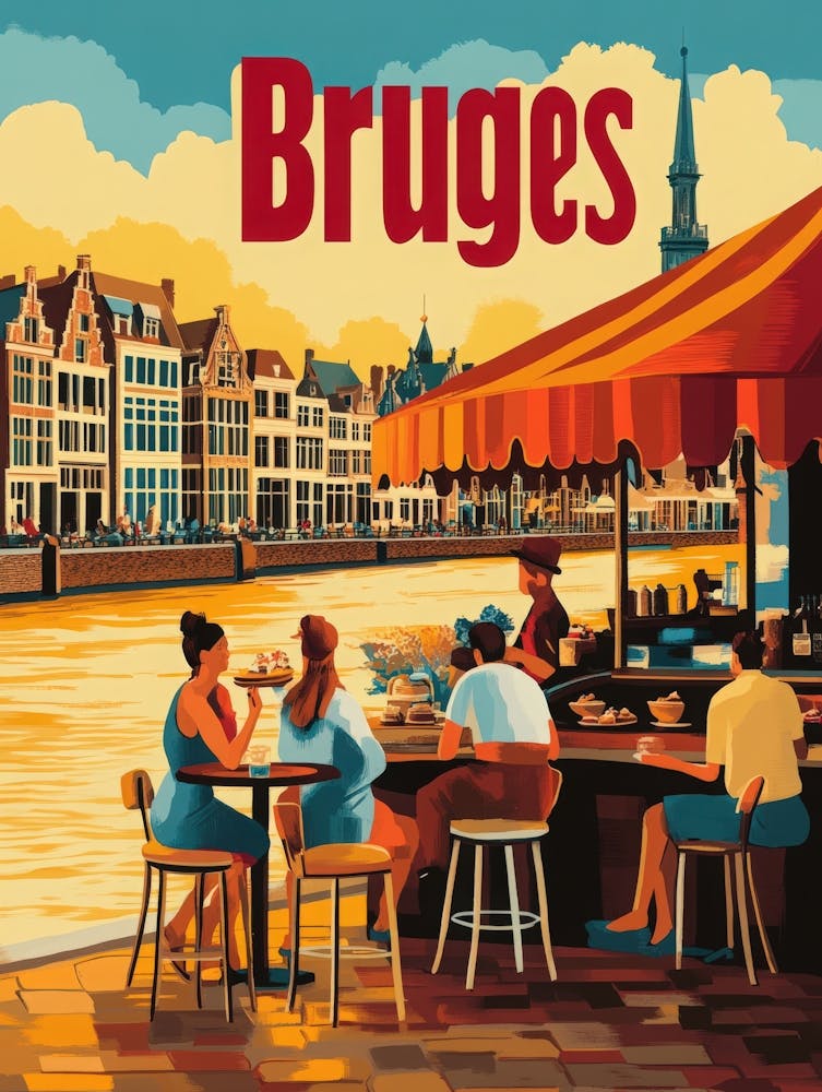 Aihrgdesign A 1970s Inspired Travel Poster For Bruges 1
