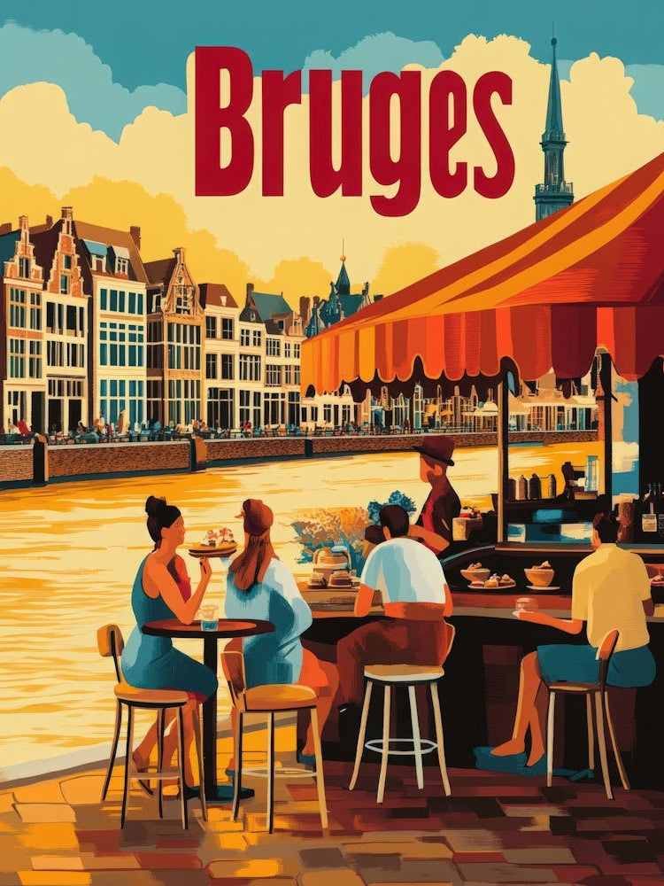 Aihrgdesign A 1970s Inspired Travel Poster For Bruges 1