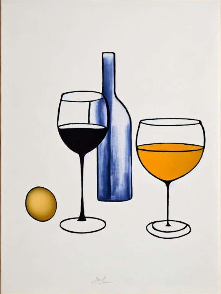 Gewürztraminer Picasso Line Drawing Cocktail Poster