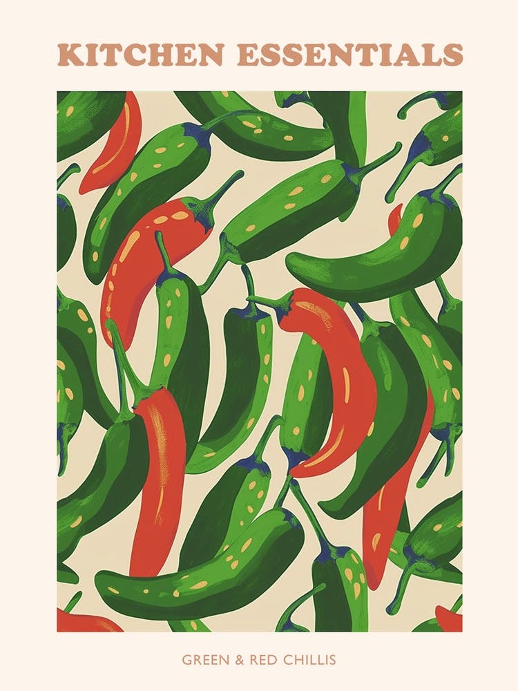 Green & Red Chilli Pattern Illustration 2