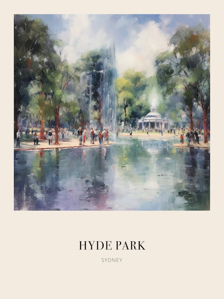 Hyde Park Sydney Australia 2 Vintage Cezanne Inspired Poster