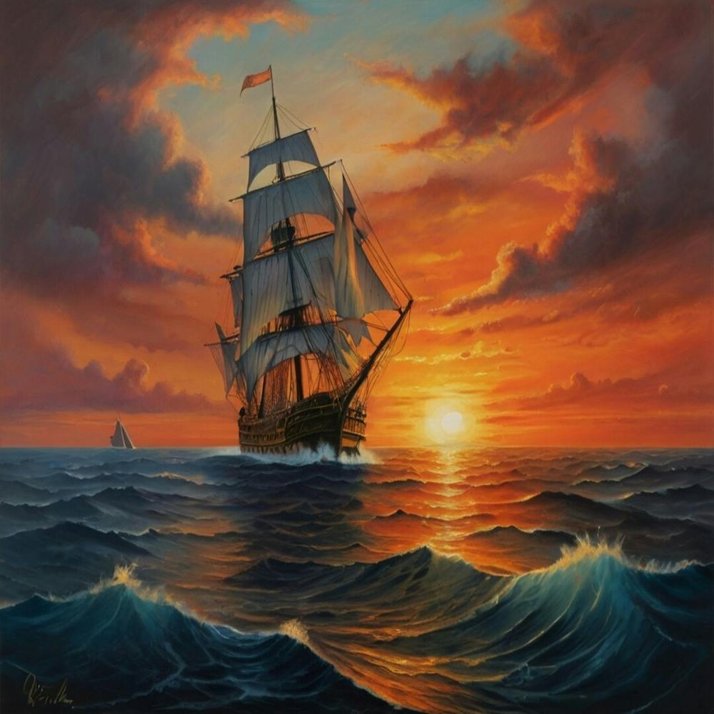 Segelschiff Bei Sonnenuntergang