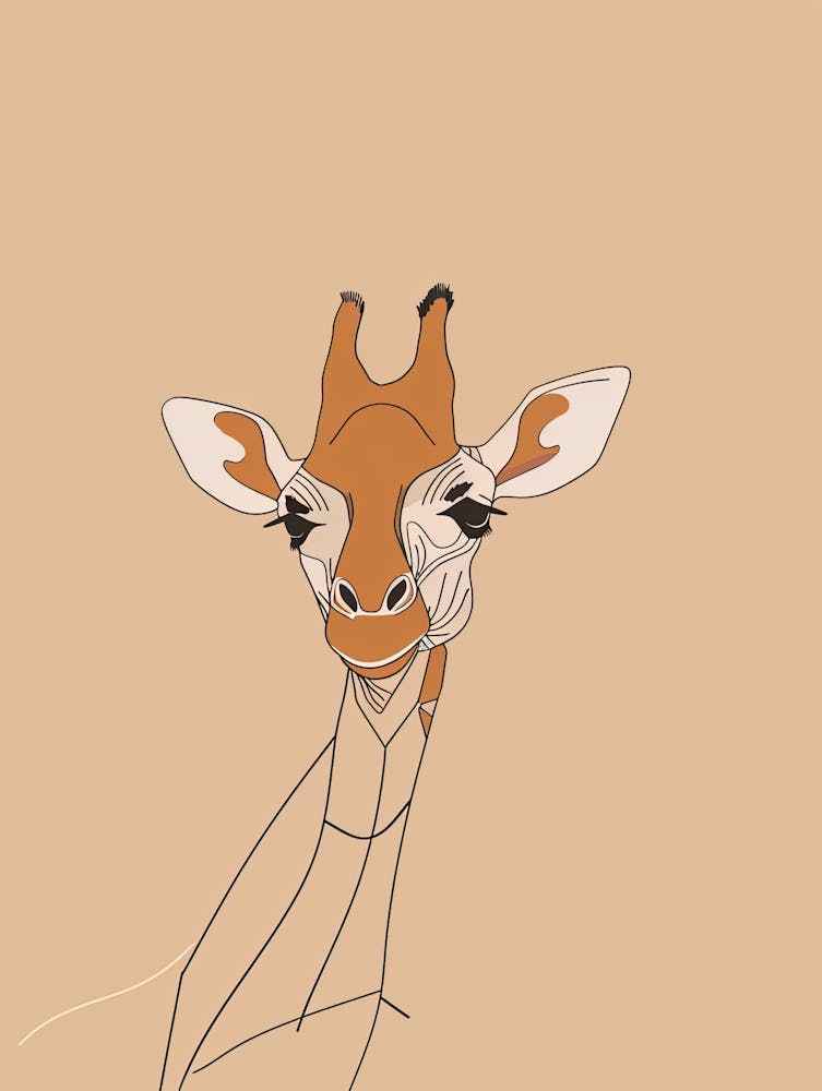 Giraffe - Boho, Line Art 4