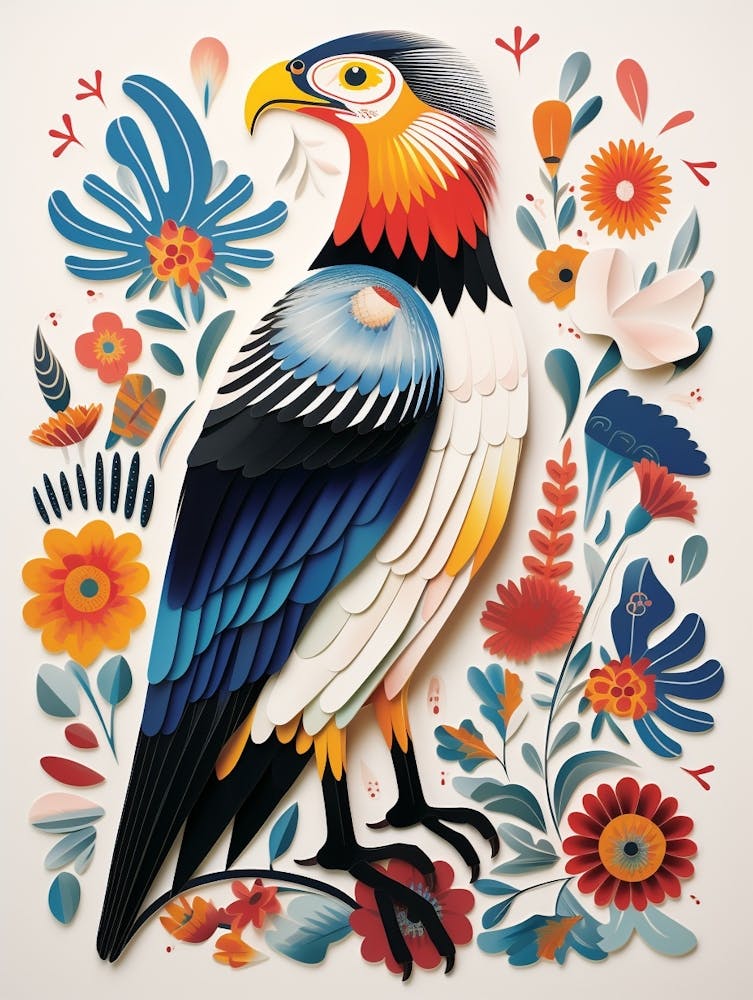Skandinavische Vogel-Illustration Schopfkarakara 2