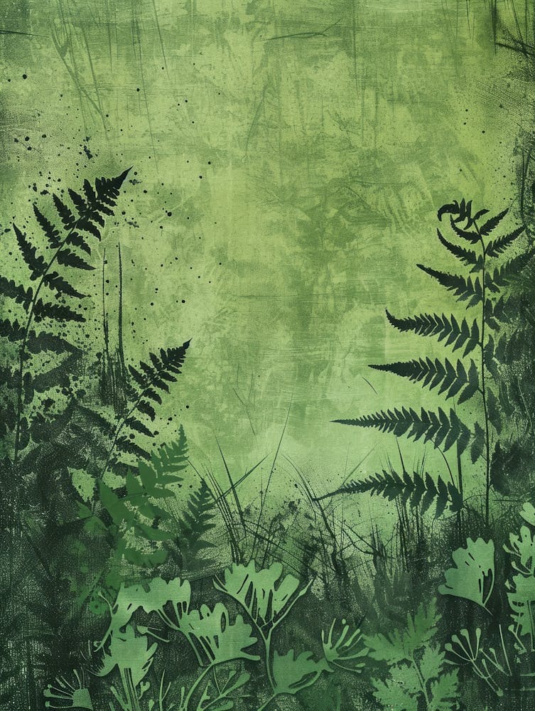Grunge Background With Ferns