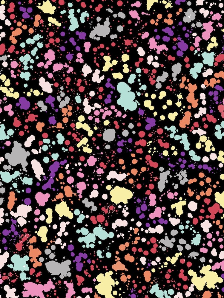 Splatter Dots Multicolored Black
