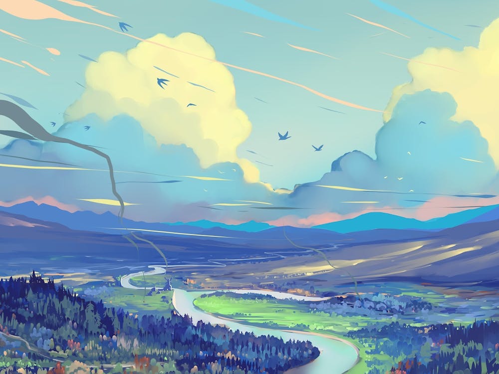 Dragon Flying Over A Valley