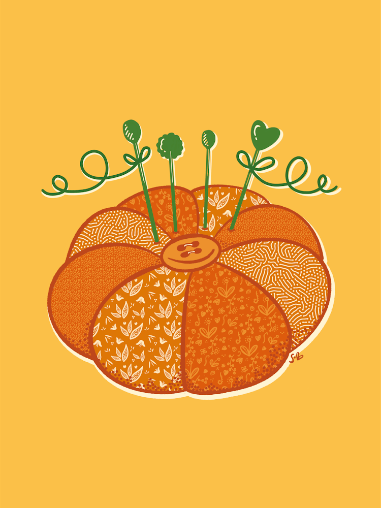 Patchwork Pumpkin Pincushion