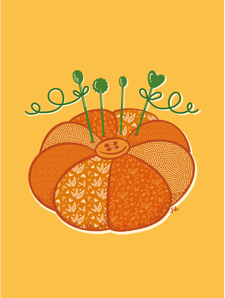 Patchwork Pumpkin Pincushion