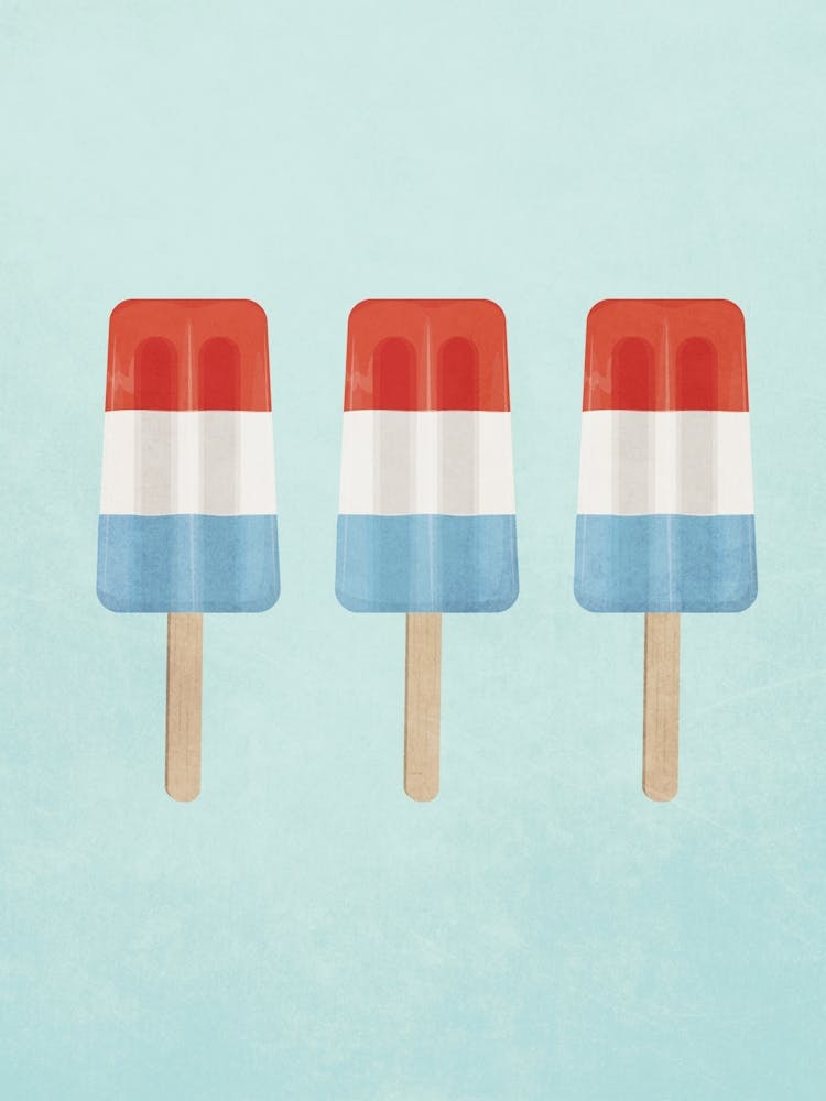 Minimal Art Summer Popsicles Red white And Blue Color