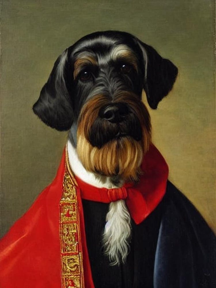 Standard Schnauzer Renaissance-Porträt Ölgemälde