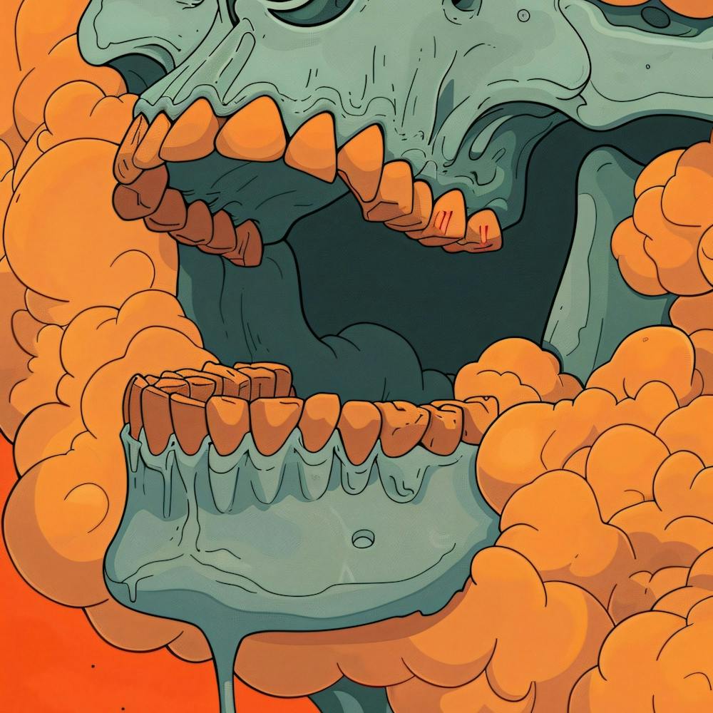 Skull With Smoke Coming Out Of His Mouth