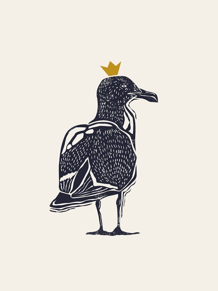 Seagull Linocut Style