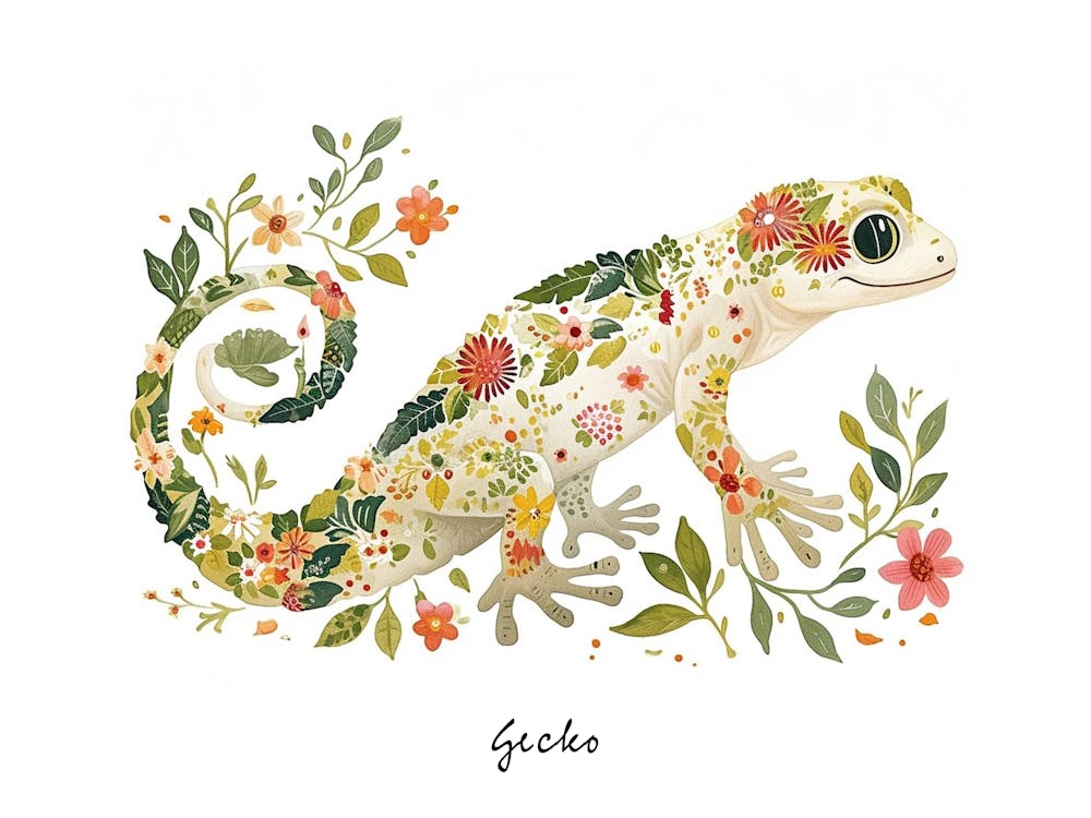 Little Floral Gecko 3 Poster