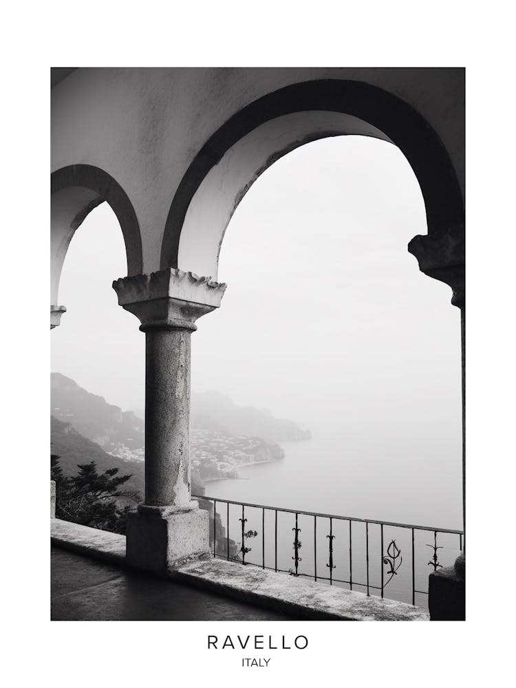 Poster Of Ravello, Italy, Black And White Analogue Photography 2