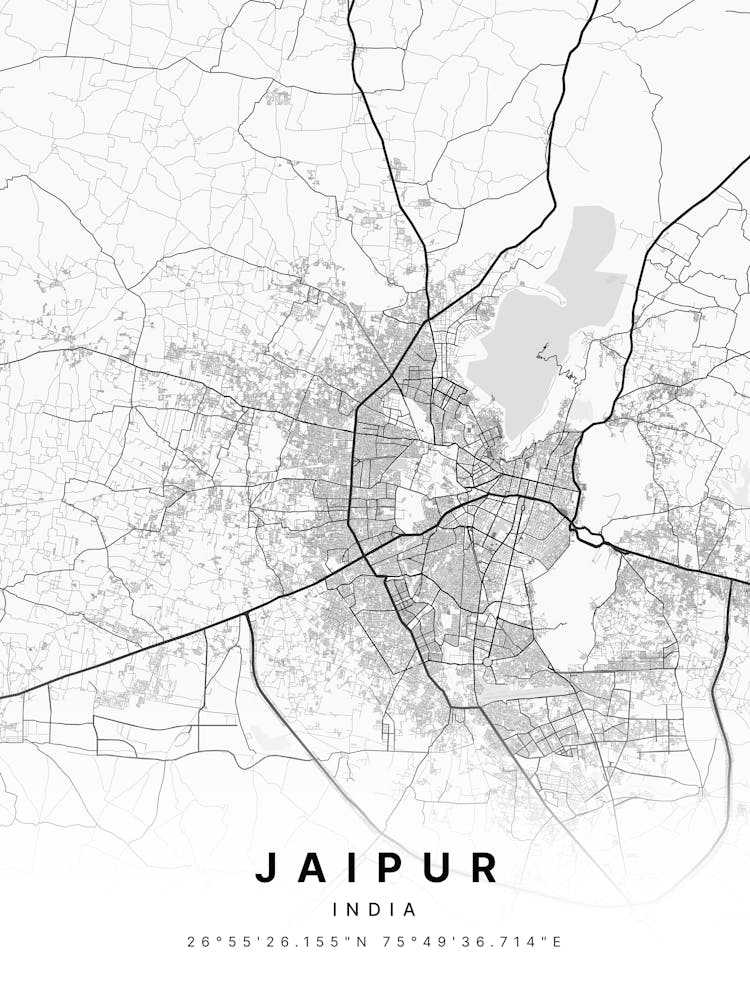 Jaipur India White Map