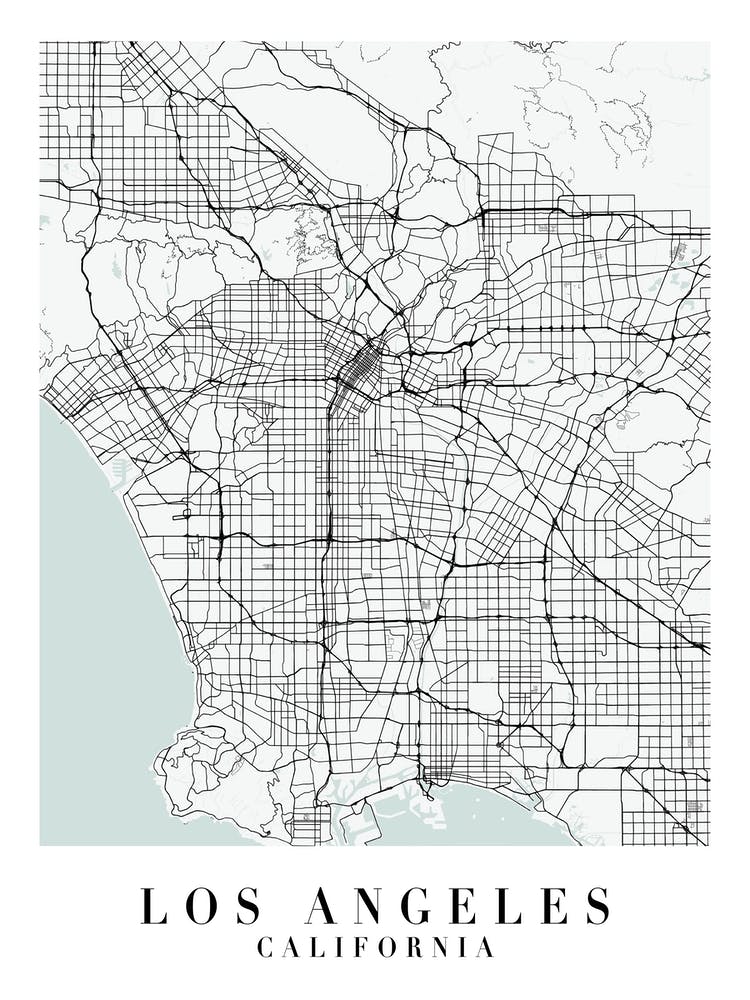 Los Angeles California Street Map Minimal Color