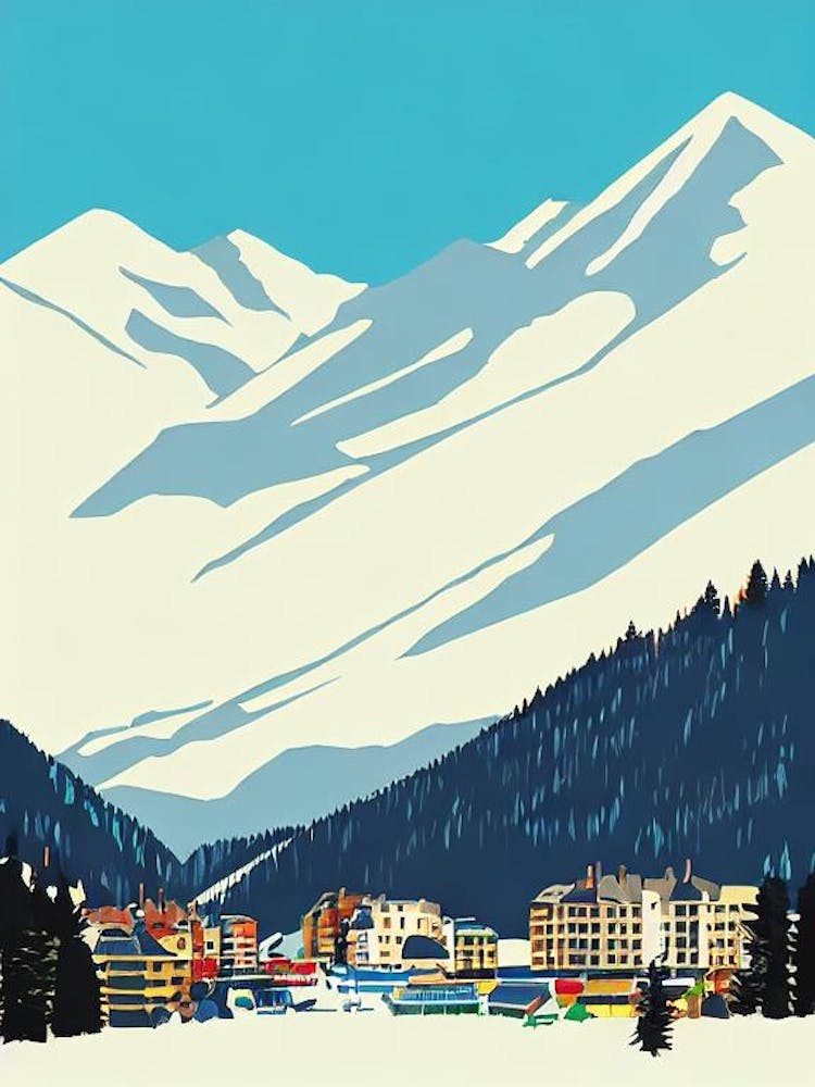 Méribel, France Midcentury Vintage Skiing Poster
