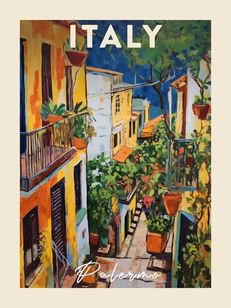 Palermo Italy 2 Fauvist Painting Travel Poster