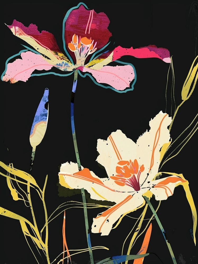 Neon Flowers On Black Cosmos 4